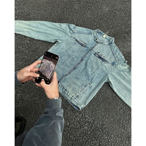 自家图，博主风cleanfit牛仔外套男美式复古垫肩夹克JK2409-P95图片