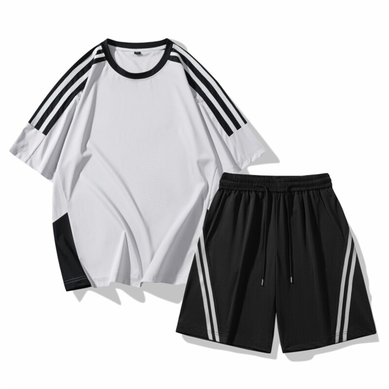 美式潮牌插肩拼接圆领宽松休闲夏季运动情侣套装A406TZ6826P65,男装休闲套装,星座309（原A406）
