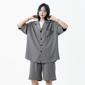 港风大码男女宽松西装领衬衫+短裤两件套潮 XZ213-TZ088-P88控108图片