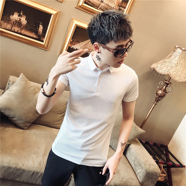 19夏社会小伙男百搭polo衫翻领网眼短袖衫韩版修身102A-PL03,男装Polo衫,星座419（原A233）
