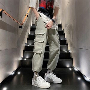 夏季新款高街宽松直筒工装裤男2022百搭BF拖地阔腿裤 K3607-P35图片