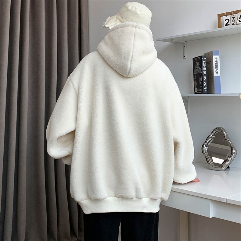 秋冬百搭羊羔绒上衣潮加绒加厚连帽卫衣外套男女981-P90控价128,男装卫衣,电商A441-1