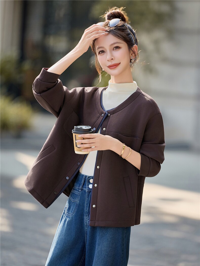 针织休闲开衫外套女2025秋季新款上衣,女装短外套,余墨