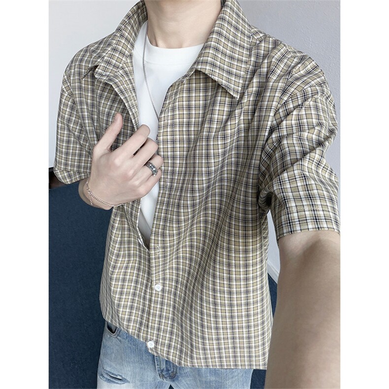 2026夏季新款大码格子短袖衬衫外套男CD6402-特P29建议零售价68,男装T恤,电商A001-1