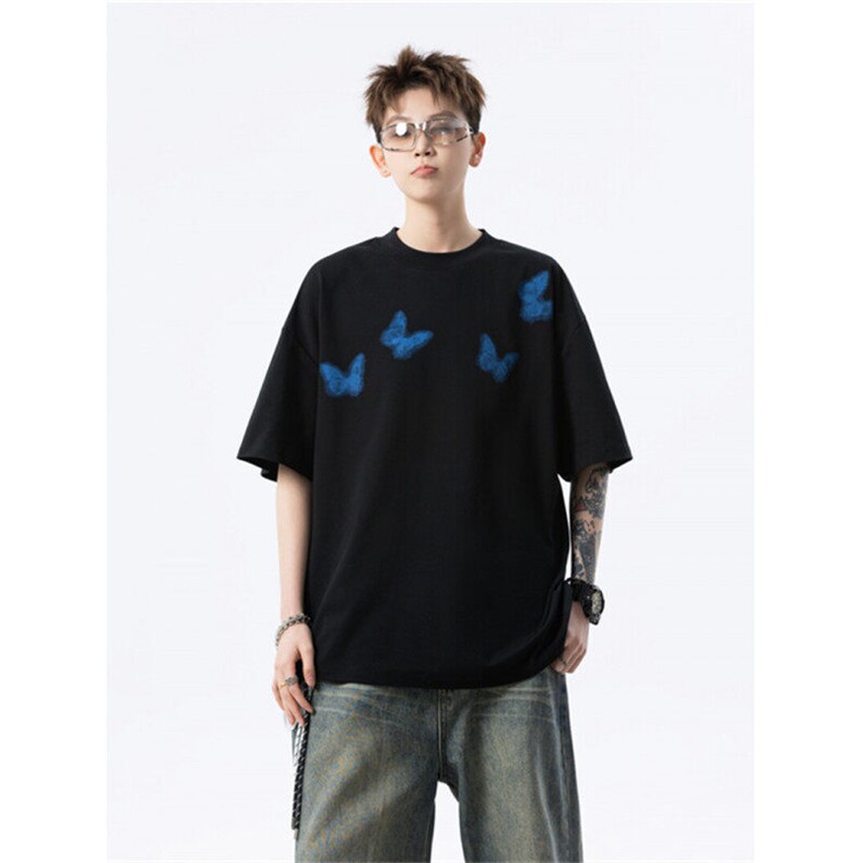 706-T2543-P28260克重磅现货夏季男士蝴蝶印花短袖T恤情侣,男装T恤,星座706