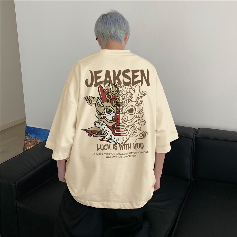 抖音品质直播得物风动漫字母印花短袖T恤dcm325-特批20控38,男装T恤,星座605(原A050)