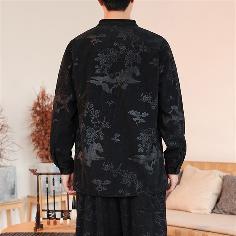 时尚大码盘扣灯芯绒衬衫2025秋季风新款休闲上衣CS112-P65,男装衬衫,电商A008