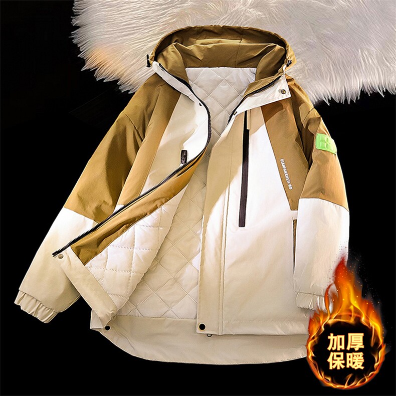 毛毯风冲锋衣外套冬季潮牌加绒夹克登山服A436-23308加绒-P85,男装夹克,电商A436