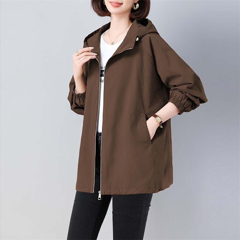 2024秋新款宽松型日韩休闲中长款长袖纯色有机棉866款，女装风衣，秋牧寒烟