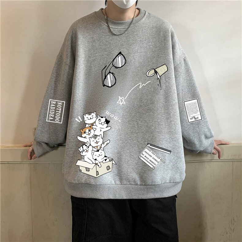 圆领卫衣男大码加厚加绒长袖t恤男S6115-P28加绒款-P33,男装卫衣,电商A040