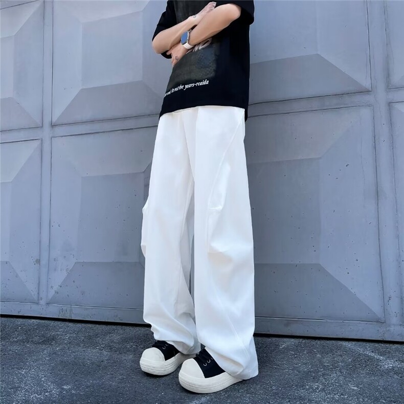 高品质秋款男休闲裤弯刀拼接褶皱宽松直筒休闲长裤h0077P65,男装休闲裤,星座1013-1
