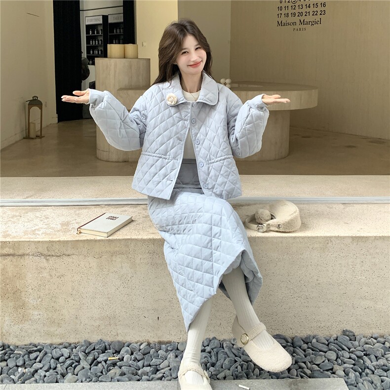 25冬季新款山茶花千金风上衣90羽绒套装2B082-2273-p330k495,女装羽绒服,2B082