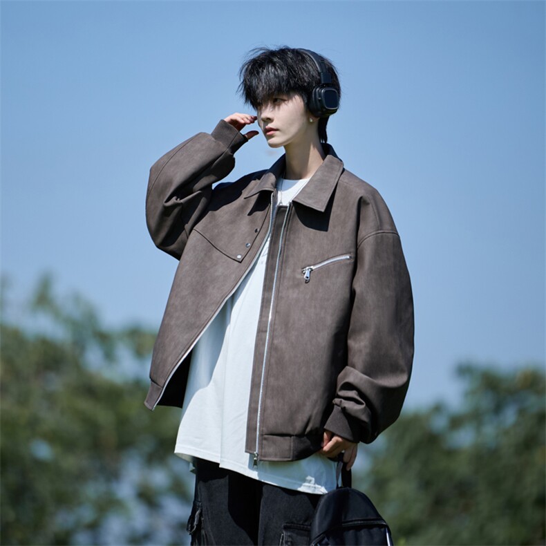 JK8868-P852025秋季新款PU皮夹克美式翻领外套控158,男装夹克,星座109