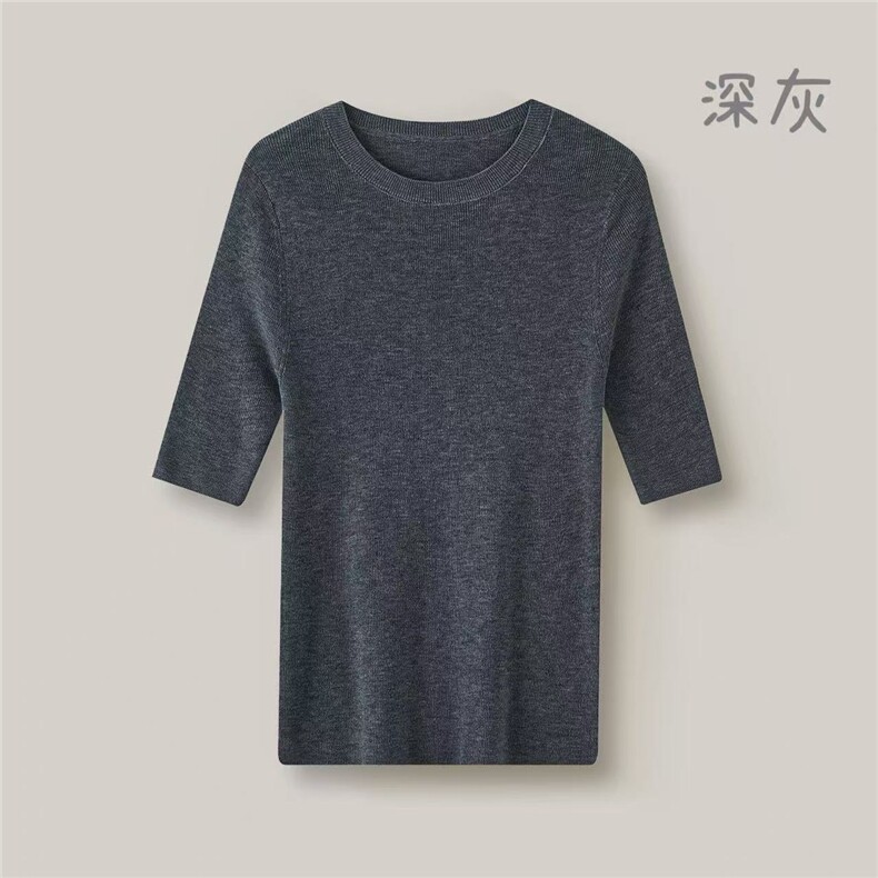 2025年秋季套头半袖圆领时尚百搭通勤简约休闲,针织衫/毛衣,万禾羊绒