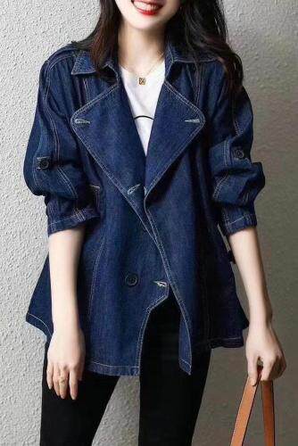 秋季新款牛仔风衣，女装风衣，依尚秀