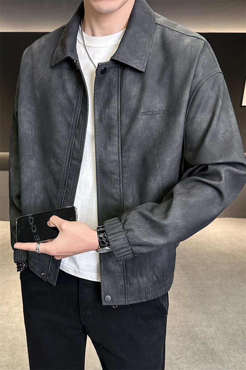 2025春季新款高品质款宽松水洗PU皮衣男外套C317-J886-P165,男装皮衣,电商C317