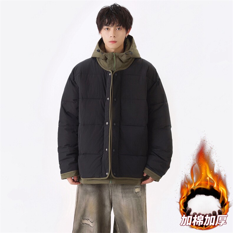 冬季加绒加厚假两件连帽男士防水保暖棉服大衣A406MY829P108,男装棉衣,星座309（原A406）