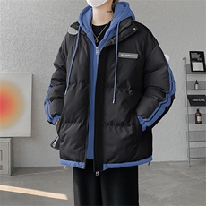 棉服男冬季新款港风宽松假两件连帽棉衣MF8587-特P78，男装棉衣，星座214-3