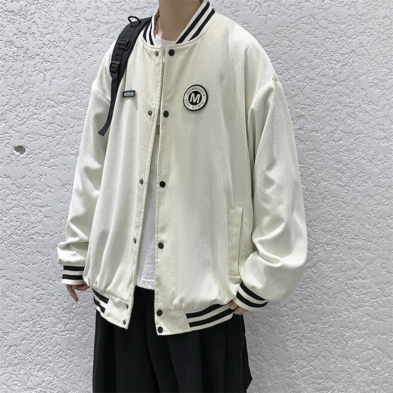港风宽松夹克男款2024秋季新款潮流学院风情侣休闲百搭棒球服外套,男装夹克,电商D312-1