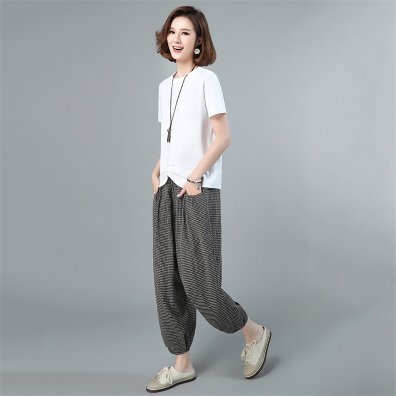 2021年夏季新款韩版休闲套装女两件套T恤+哈喽裤子套装潮洋气减龄图片
