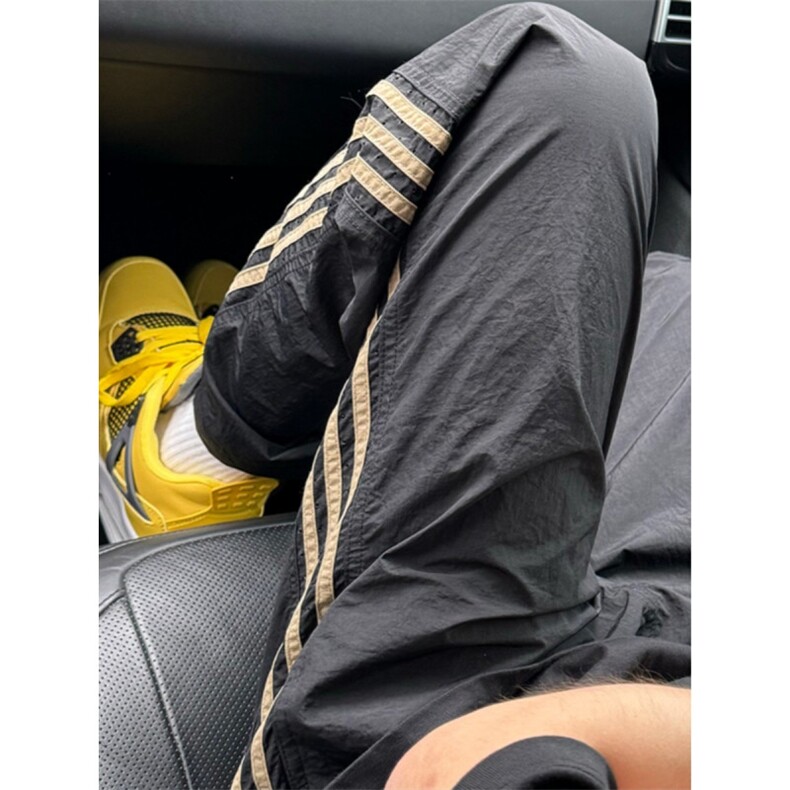 三条杠条纹裤子男速干降落伞兵直筒休闲长裤1611B-KK07-P38,男装休闲裤,星座1611B