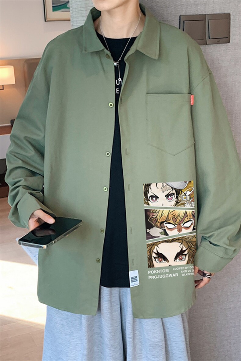 春季长袖衬衫男宽松港风衬衣男外套男CSCS287-P35,男装衬衫,电商B371
