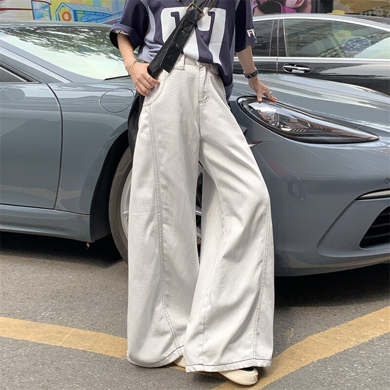 复古蓝弯刀牛仔裤2026夏季美式宽松百搭阔腿拖地长裤子YD9006-P60,男装牛仔裤,星座509