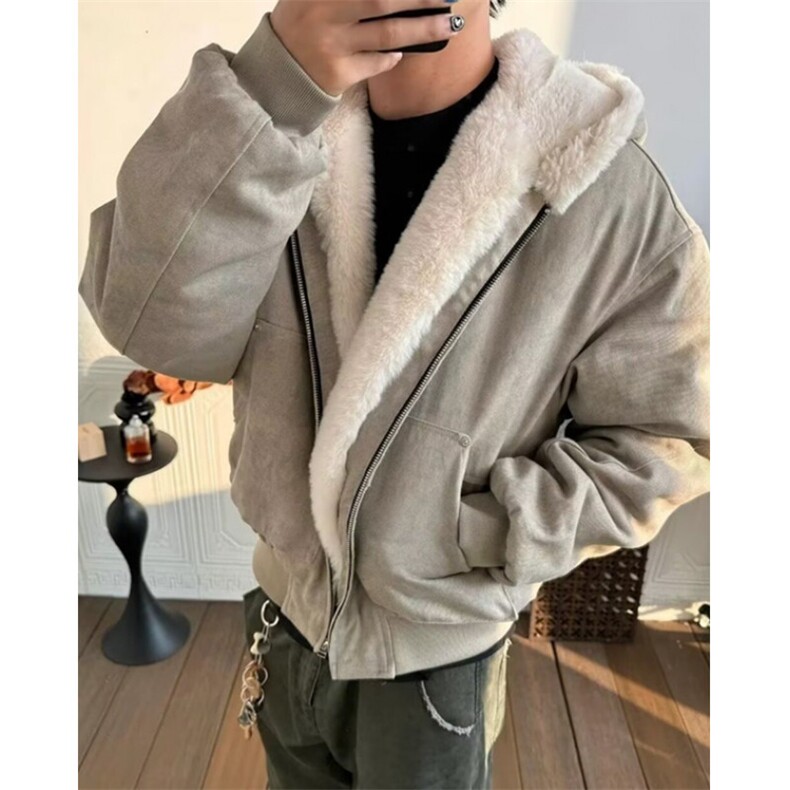 大理石座山雕棉服男冬美式复古羊羔毛外套加厚连帽夹克M6109,男装夹克,星座1116A（原606A-3）