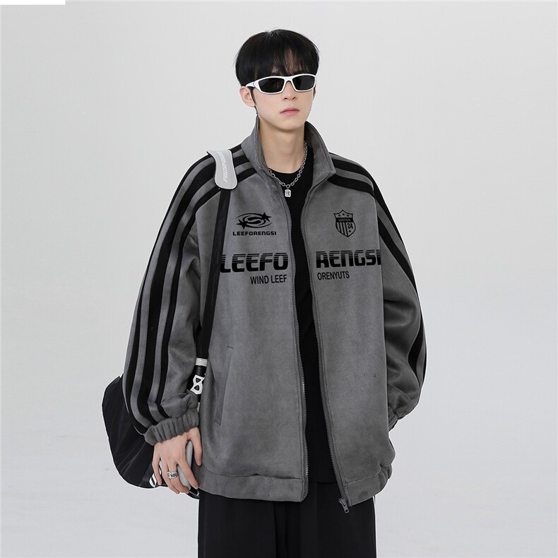 现货外套男秋季款鹿皮绒美式情侣休闲运动夹克棒球服jJK306-P68图片