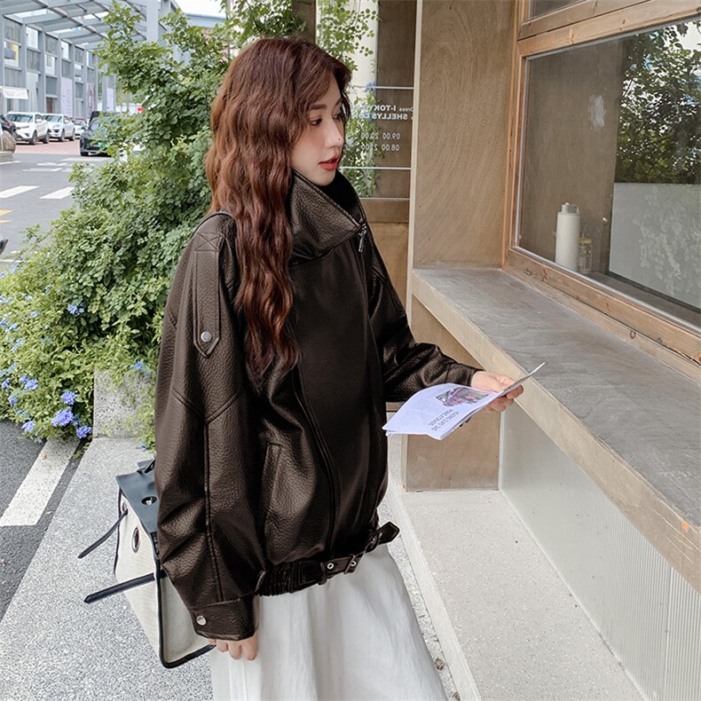 新款现货大版宽松休闲时尚皮衣2C256-612-P165-K238,女装皮衣,2C256