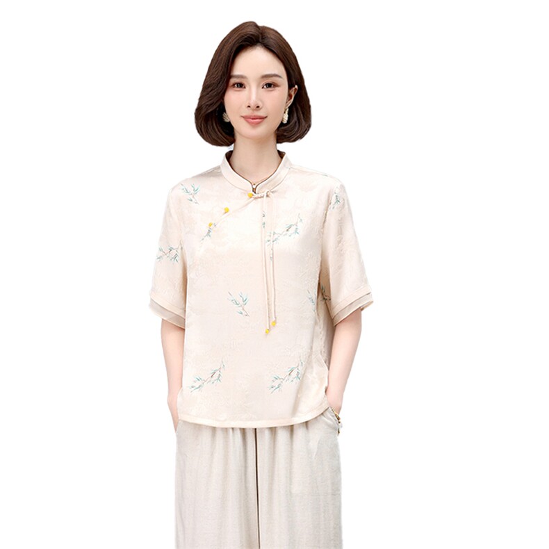 新中式轻国风裙女2024年夏季新款高级感气质女装连衣裙,女装衬衫,凝聚力