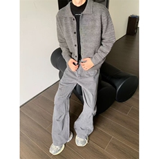 网图有货美式复古翻领开衫毛衣男女慵懒感休闲针织衫A968-P63，男装针织衫/毛衣，星座1505