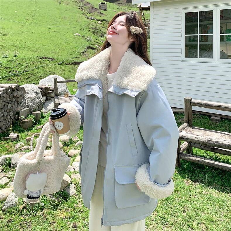 现货加绒加厚毛毛外套2C007-175-P235-K358,女装棉衣/棉服,2C007