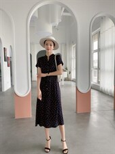 【现货】夏季新款碎花修身显瘦香云纱连衣裙，女装连衣裙，名怡