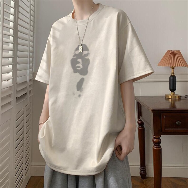 可设48小时发货支持抖音得物来样二开240克重磅美式麂皮绒短袖t恤，男装T恤，电商A486