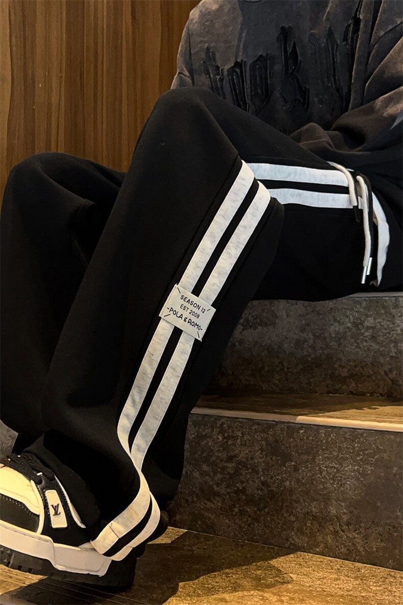 高品质条纹贴标休闲裤男直筒阔腿裤WK455-特P45控68,男装休闲裤,电商B208