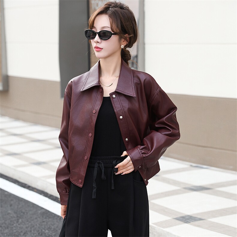 超好看高级感气质复古今年流行皮衣外套女秋冬季机车翻领pu皮夹克，女装皮衣，跑量工厂店
