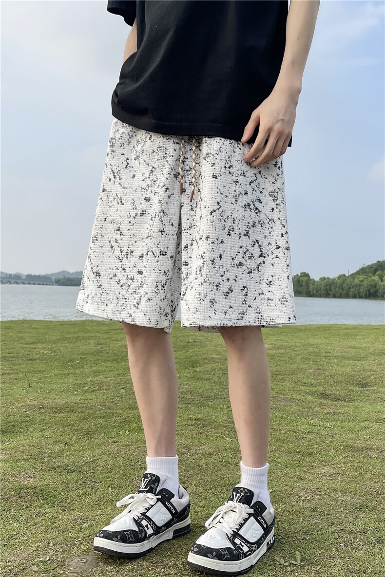 供视频~可二开扎染短裤男夏季五分裤K838特P30控55,男装牛仔裤,电商A309