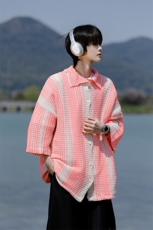 8XL-M特大码美式撞色新中式短袖衬衫男翻领休闲针织开衫DX312P35，男装T恤，电商D206-1