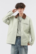 秋冬翻领拼色夹克拉链设计痞帅百搭情侣外套J595007TP75，男装夹克，电商A247