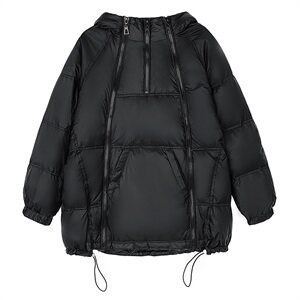 2020冬新款宽松大码双拉羽绒服卫衣衣时个性潮流面包服子图片