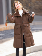 现货中长款羽绒服女2025冬季新款韩版白鸭绒高端时尚加厚外套，女装羽绒服，衣之秀