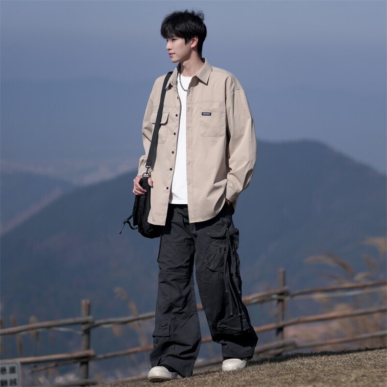 25年春季长袖衬衫男工装潮流衬衣宽松现货DS-C323-1-S581-特批45,男装衬衫,电商C323-1