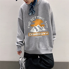 1港风圆领中性情侣潮流大码M-5XL印花加厚毛衣男7682P48加绒P55，男装针织衫/毛衣，星座226-2