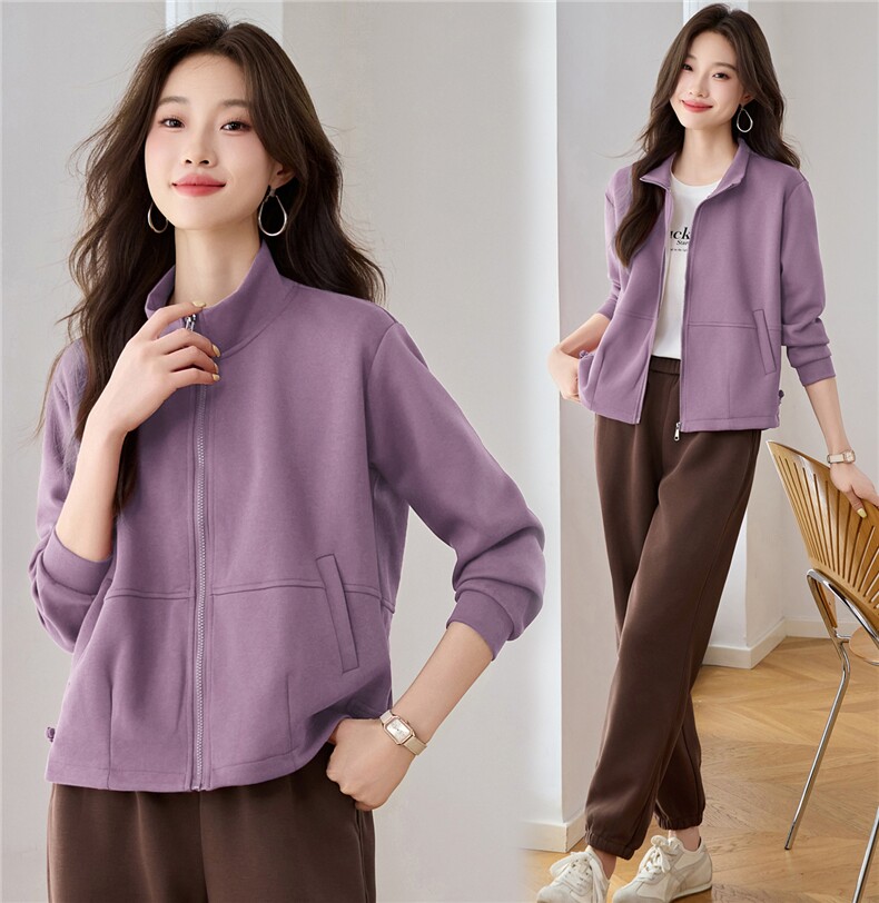 现货！春秋季卫衣拉链简约开衫休闲外套女式洋气两件套通勤套装，女装卫衣/绒衫，木橙西子