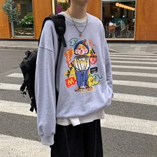 港风宽松多彩印花休闲宽松圆h领套头卫衣A817，男装卫衣，电商A132（原电商B245）