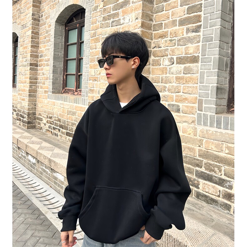 抖音得物高品质二开秋冬美式高街重磅结构辑明线连帽卫衣外套W75,男装卫衣,电商A486
