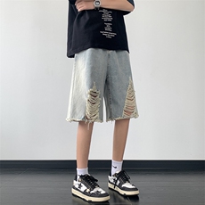 23夏季新款破洞牛仔短裤复古做旧水洗五分裤A316-1-K1129P50控68，男装牛仔裤，星座906（原电商a316-1）