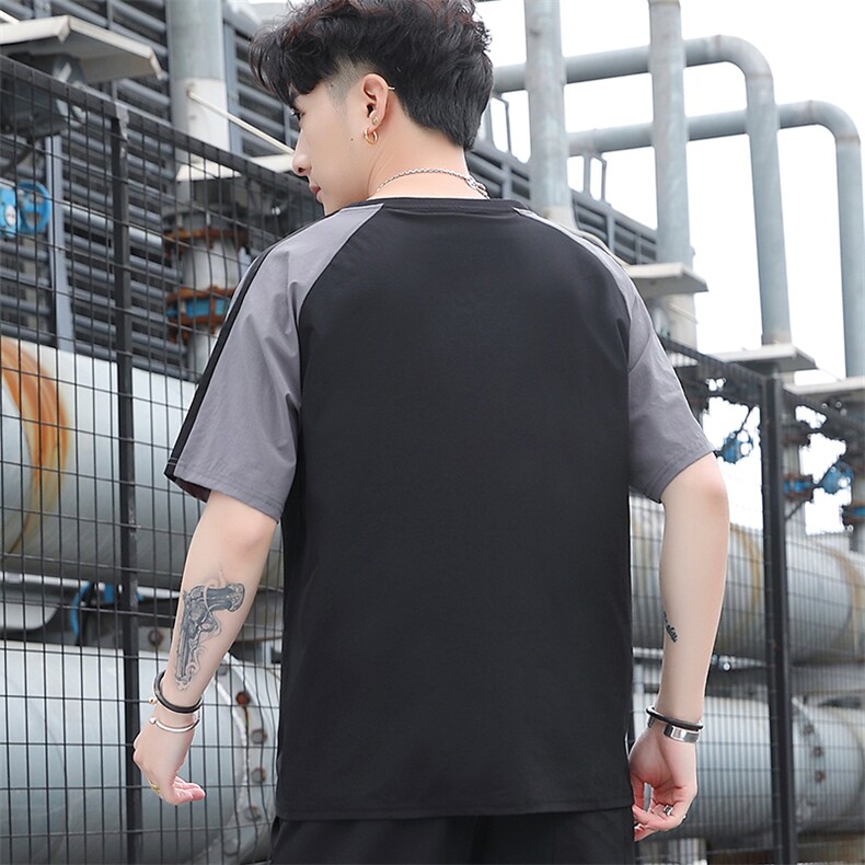 2023青少年夏季冰丝速干拼色圆领短袖百搭休闲T恤T8377P25,男装T恤,星座914