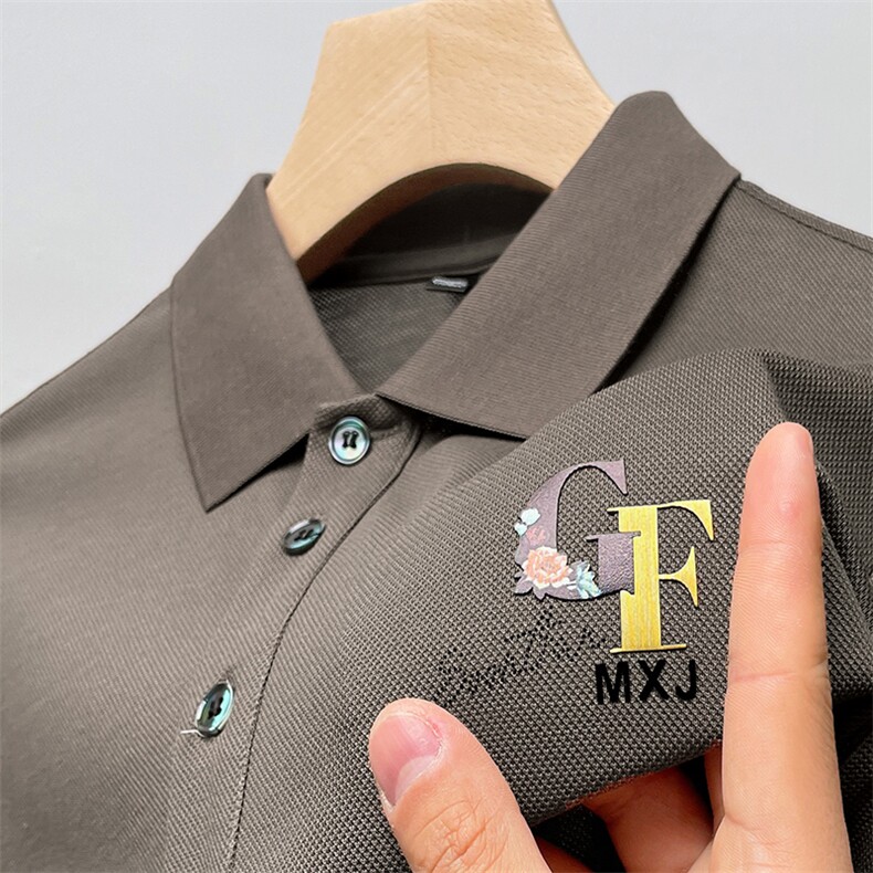 时尚男士短袖t恤2023新款纯色上衣服夏季男装商务翻领POLO衫半袖图片